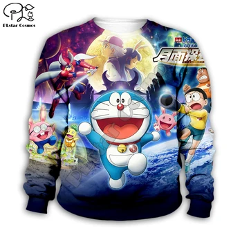 Otroci Nastavite Doraemon 3d Hoodies družino obleko tshirt zadrgo Puloverju Otroka, ki bo Ustrezala Anime Nobita Nobi Majica Trenirko/hlače hlače 17