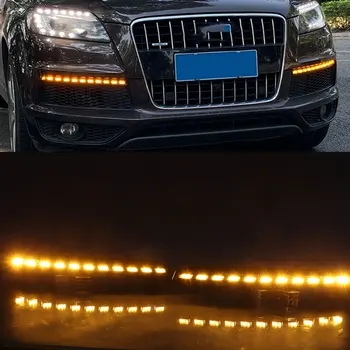 Avto DRL Vključite Signal Funkcija Nepremočljiva 12V LED Dnevnih Luči Dynamic WhiteYellow Za Audi Q7 2010 - tekočo vodo