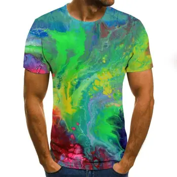 Moške poletne darkice barvni vzorec tiskanje kratek rokav krog vratu T-shirt fashion majica