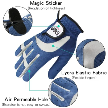 Paket 1 Kos Mens Golf Rokavice Dihanje Modra Mikro Mehko Tkanino, Levo, Desno LH RH Strani Non-Zdrsa Rokavice za Moške