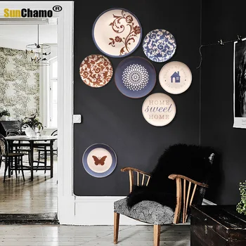Ustvarjalne obesek stene okrašene keramike palte ozadju domači restavraciji, dnevna soba dekoracijo krožnika steni visi ploščo