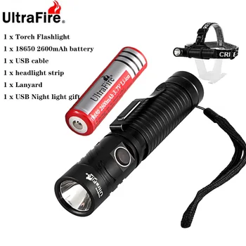 Ultrafire UF-168 18650 USB Polnjenje baterijska Svetilka Smerniki CREE XM-LT6 1200LM LED delovna Lučka Magnetni Večfunkcijsko Lučko 4 Način