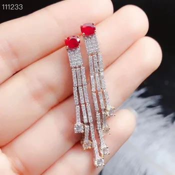 Najnovejše designnatural ruby earings ženske Stranka Nakita 925 čistega srebra high-end nakit Monopol