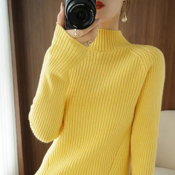 2020 pozimi novo turtleneck pulover ženske, volna plesti pulover Vrh priložnostne plus velikost kašmir toplo čiste barve, osnovne puloverji