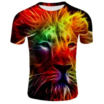 2020 novo 3D tiskanje barvnih lion T-shirt street nositi zabavno tiskanje modni T-shirt moški