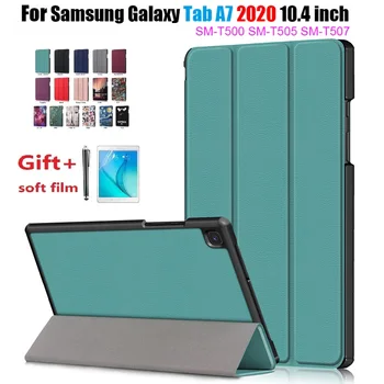 Ohišje Za Samsung Galaxy Tab A7 2020 10.4 Folio Flip PU Usnja Kritje Auto Spanja Zbudi Stojalo za SM-T500 T505 z Mehko Film+Pen
